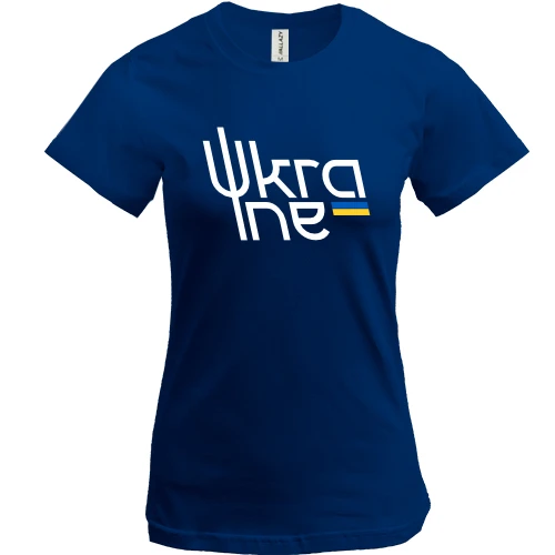 Жіноча футболка, Синій, з емблемою Ukraine (Україна)