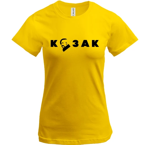 Женская футболка, Желтый, с эмблемой КОЗАК