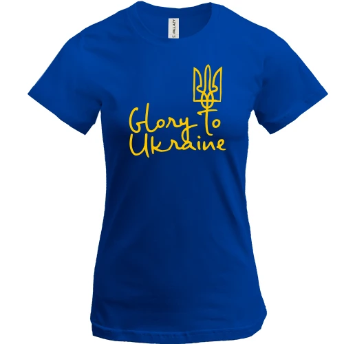 Женская футболка, Синий, Glory to Ukraine (арт_1)