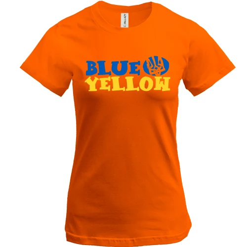 Женская футболка, Оранжевый, с патриотическим принтом "Blue Yellow"