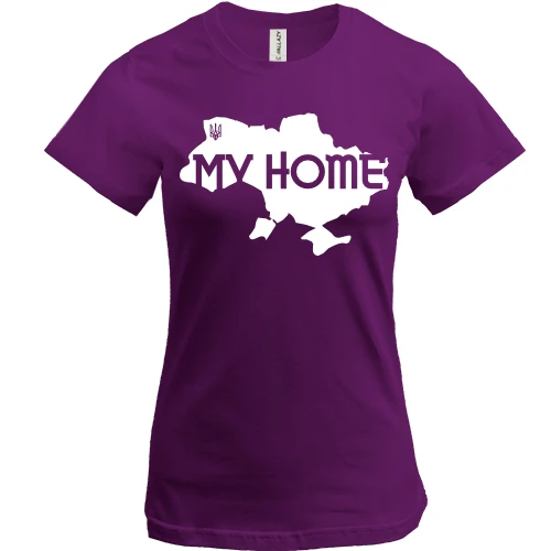 Жіноча футболка, Фіолетовий, з мапою "My HOME"