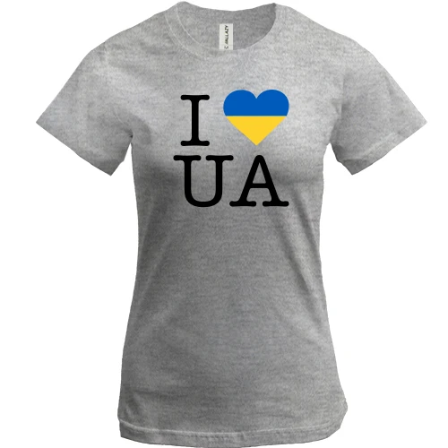 Женская футболка, Серый меланж, "I ♥ UA"