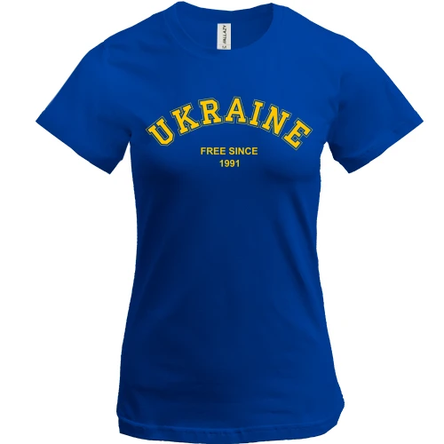 Жіноча футболка, Синій, Ukraine free since 1991
