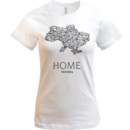 Женская футболка, Белый, с картой Украины "Home"