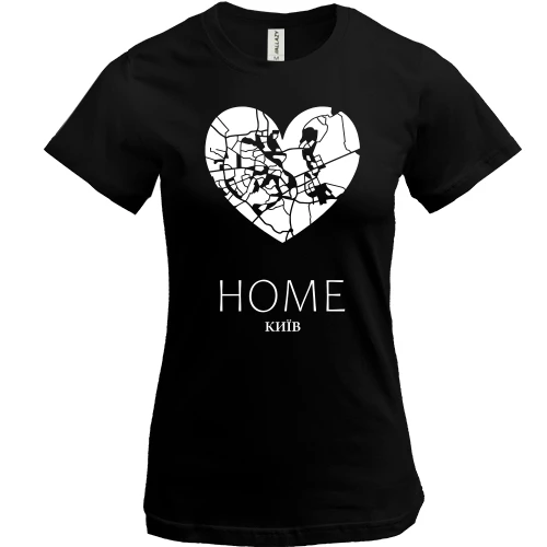 Жіноча футболка, Чорний, із серцем Київ "Home"