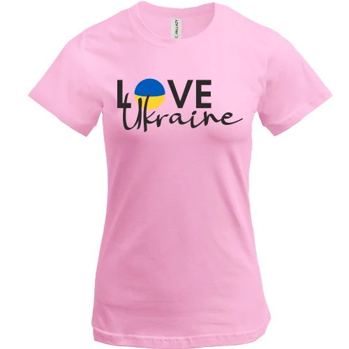 Жіноча футболка, Рожевий, LOVE Ukraine з прапором