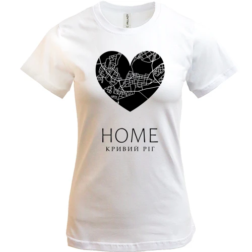 Женская футболка, Белый, с сердцем "Home Кривой Рог"