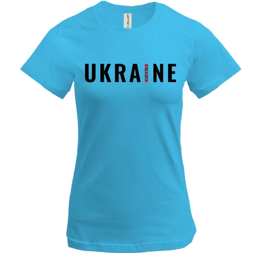 Женская футболка, Белый, "Ukraine" с вышиванкой