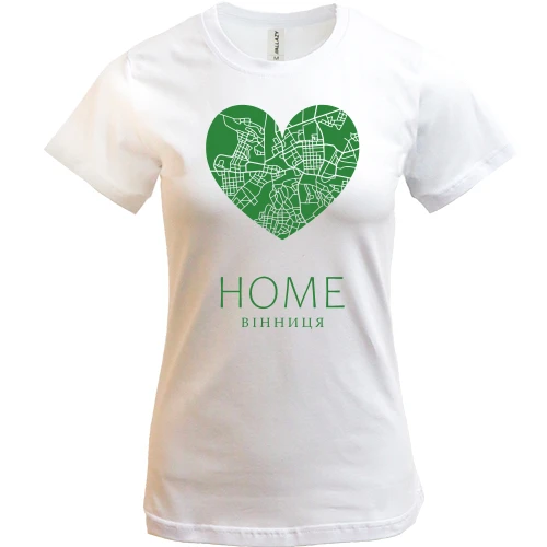 Женская футболка, Белый, с сердцем "Home Винница"