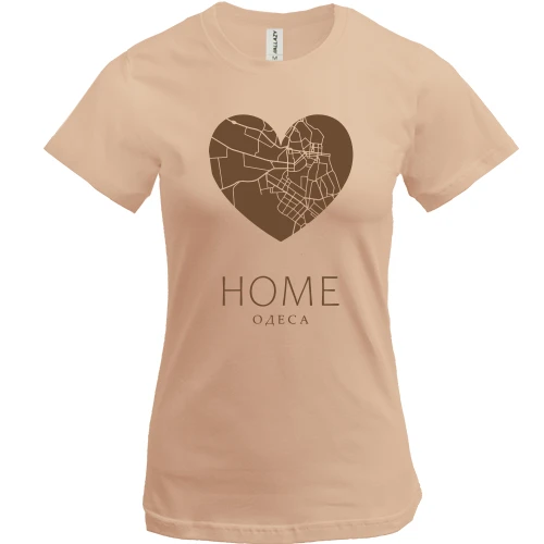 Женская футболка, Белый, с сердцем "Home Одесса"