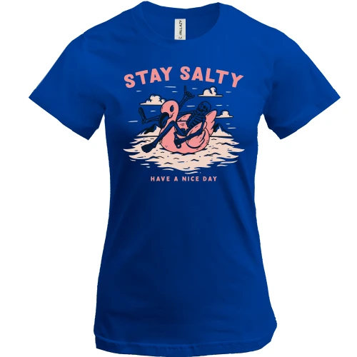 Жіноча футболка, Синій, "Stay salty"
