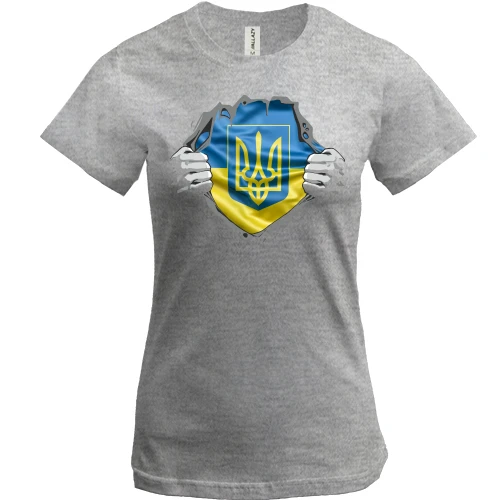 Женская футболка, Серый меланж, "Ukraine Nation"