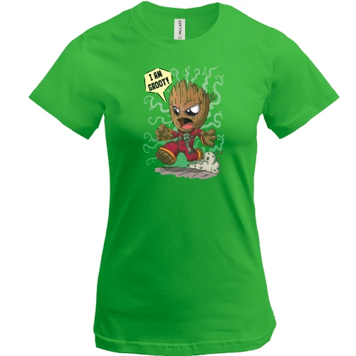 Женская футболка, Зеленый, "I am Groot" (Вартові Галактики)