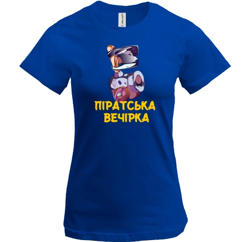 Жіноча футболка, Синій, "Піратська вечірка"
