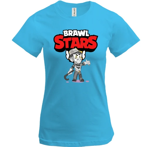 Женская футболка, Синий, Brawl Stars с Греем