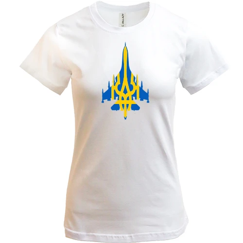 Жіноча футболка, Білий, "Авіація України"