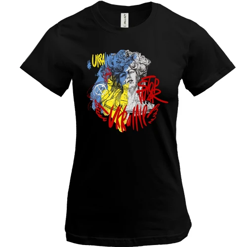 Женская футболка, Черный, "Stop war Ukraine"