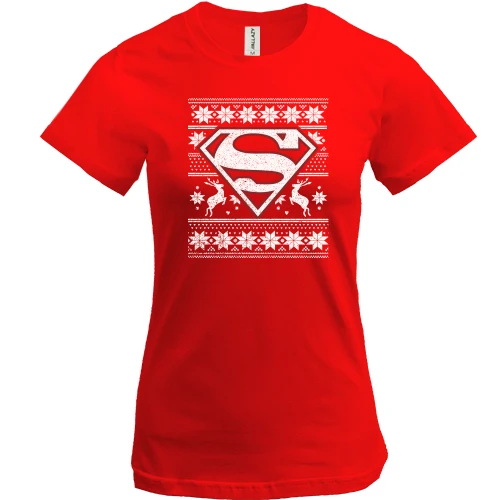 Женская футболка, Красный, "Super NewYear"