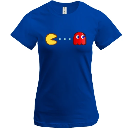 Женская футболка, Синий, "Pacman vs ghost"