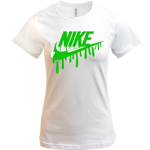 Женская футболка, Белый, лого "Nike" c потеками