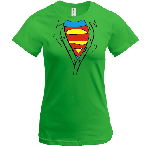 Жіноча футболка, Зелений, із секретом - Superman