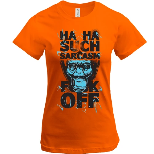 Женская футболка, Красный, с обезьяной "such sarcasm"