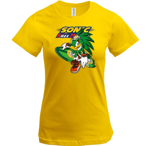 Женская футболка, Желтый, "SONIC Free run"