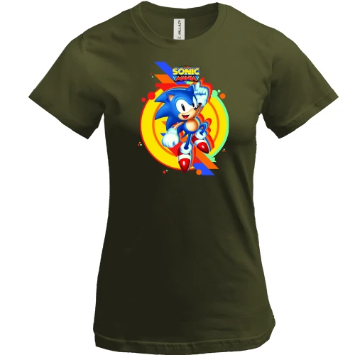 Женская футболка, Хаки, "SONIC mania"
