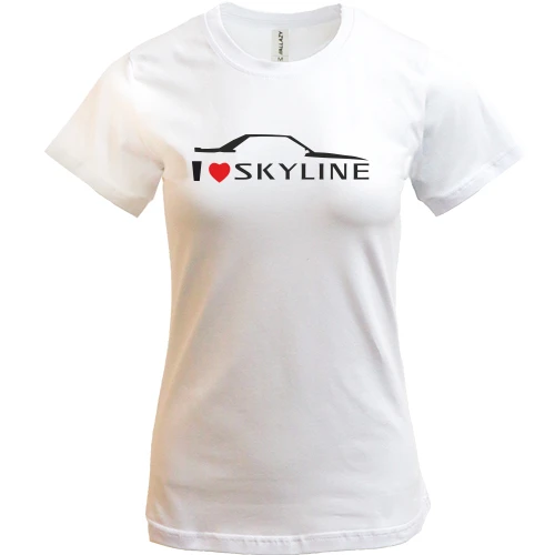 Женская футболка, Белый, я люблю Skyline