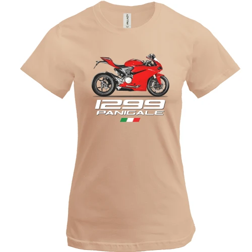 Женская футболка, Бежевый, с мотоциклом "Ducati1299 Panigale"