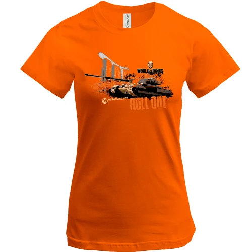 Женская футболка, Оранжевый, "world of tank - roll out"