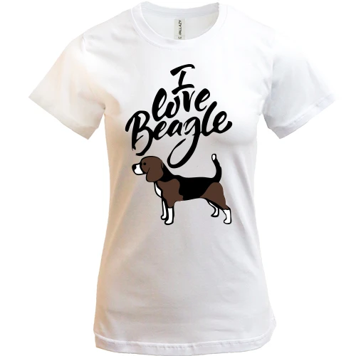 Женская футболка, Белый, I love my beagle