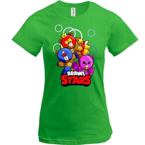 Женская футболка, Зеленый, з ведмедиками (Brawl Stars)