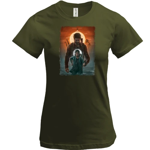 Женская футболка, Хаки, The Last of Us 2 с Элли и Джоэлом