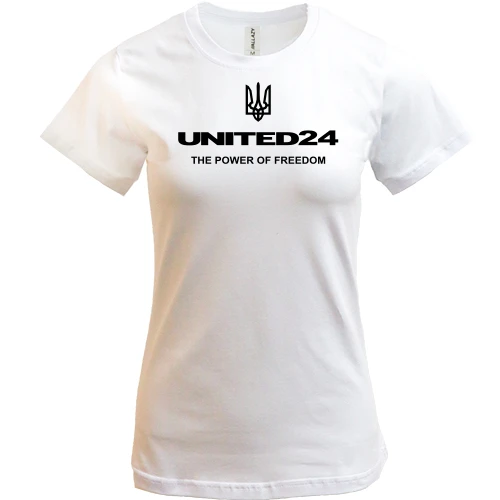 Женская футболка, Белый, с гербом "united24 the power of freedom"