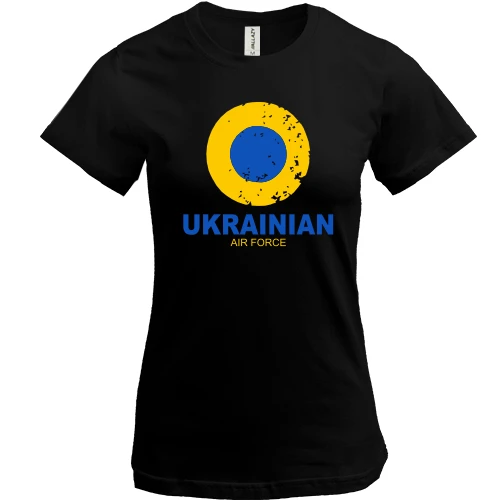 Женская футболка, черный, "Ukrainian air force"