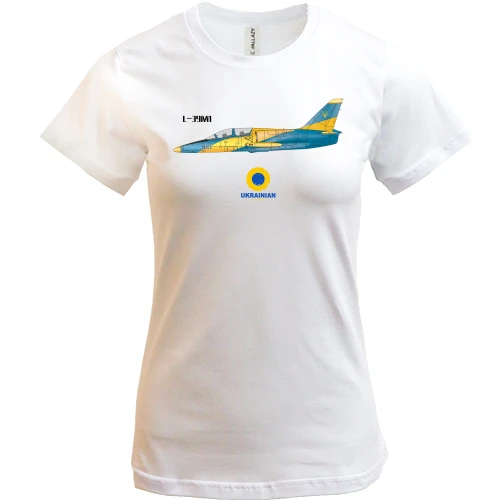 Женская футболка, Белый, с самолётом "Ukrainian air force"