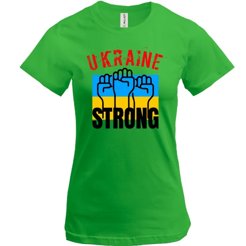 Женская футболка, Зеленый, "Ukraine Strong"