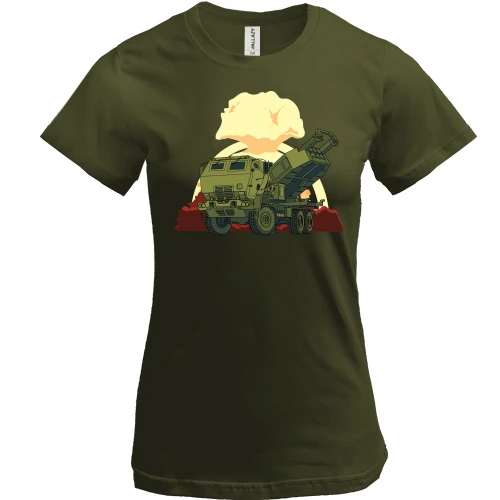 Женская футболка, Хаки, "HIMARS" арт