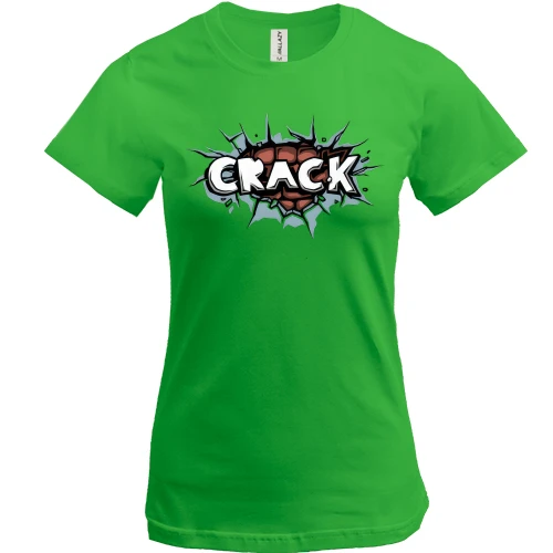 Женская футболка, Зеленый, с сердцем "Crack"