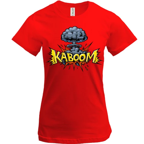 Женская футболка, Красный, с сердцем "Kaboom"