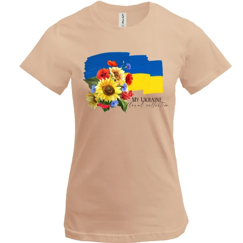 Женская футболка, Бежевый, "Украинская флора"
