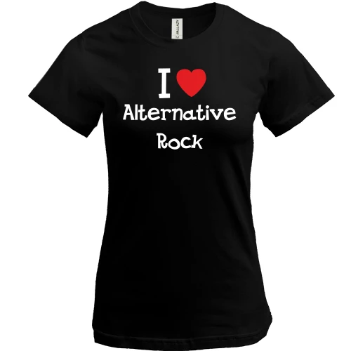 Женская футболка, Черный, I love alternative ROCK