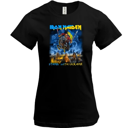 Женская футболка, Черный, Iron Maiden - stand with Ukraine