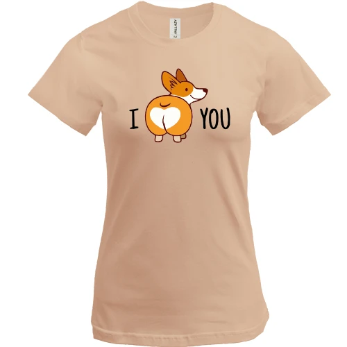 Жіноча футболка, Білий, з собачкою "I love you"