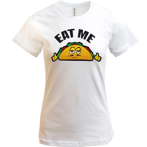 Жіноча футболка, Білий, EAT ME з мультяшним тако