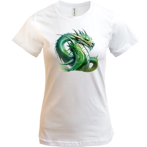 Женская футболка, Белый, Green Dragon Art