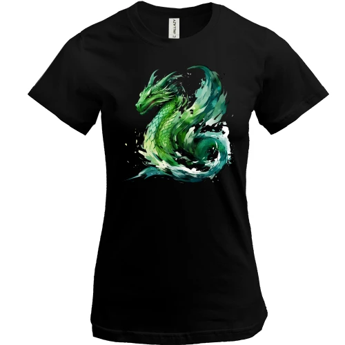 Женская футболка, Черный, Green Dragon Art (2)