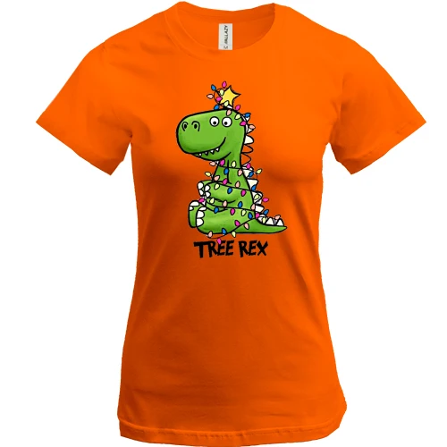 Женская футболка, Красный, с дракошей "Tree Rex"