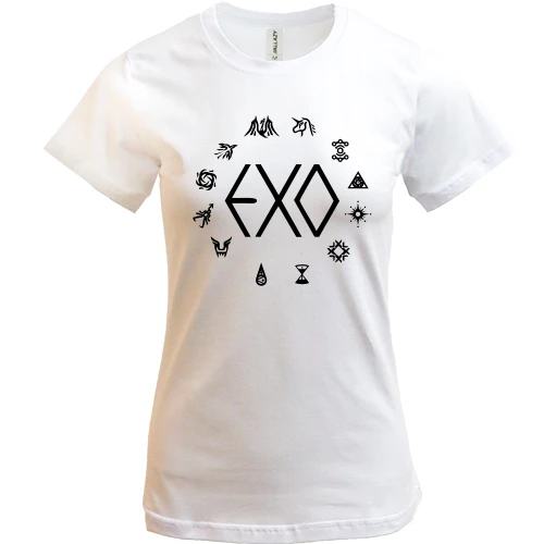 Женская футболка EXO с иконками